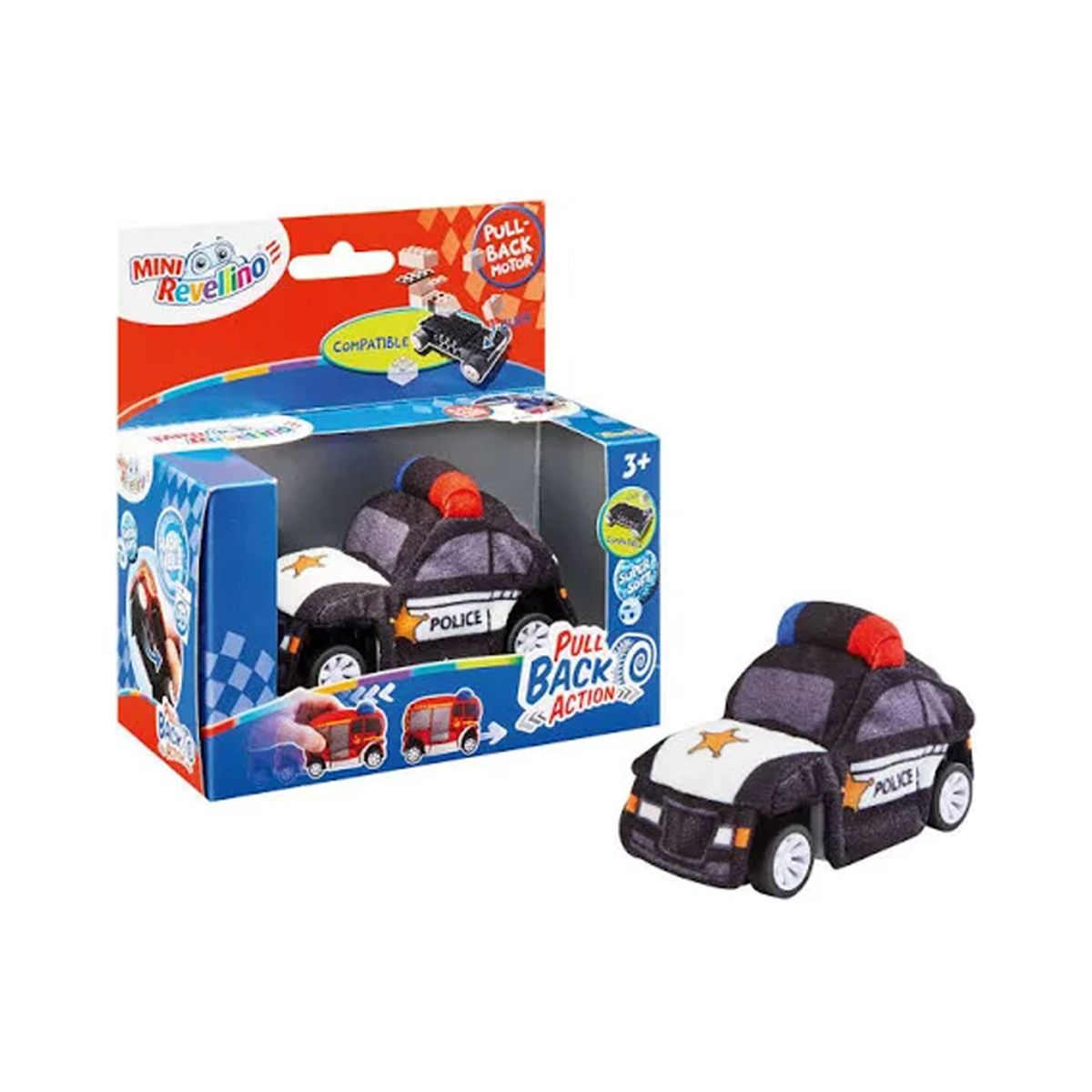 Mini Plysj Politibil - Pullback