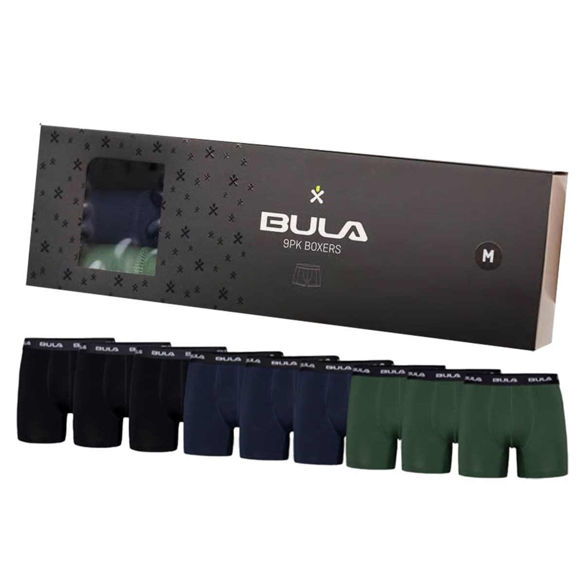 Bula 9-pk Boxers - Black/Navy/Green
