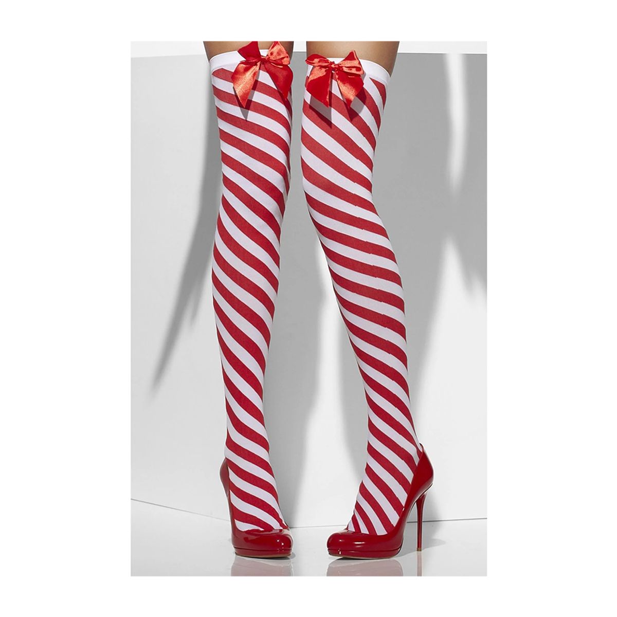 Opaque Hold-Ups - Striped Red Bows